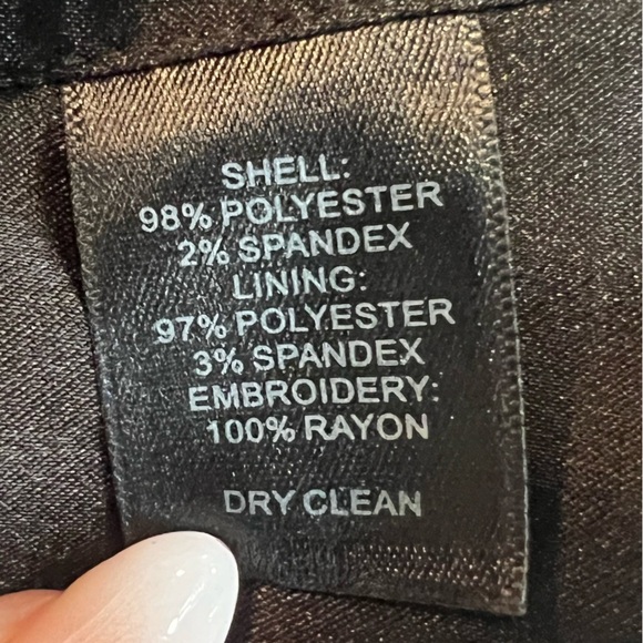 WHBM Strapless Cocktail Dress Size 2 Black Satin Gold Embroidered Sheath Fitted - Picture 8 of 16